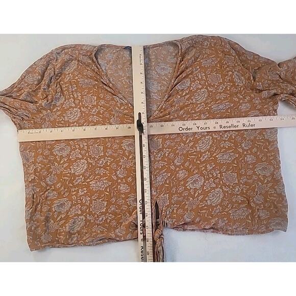 American Eagle Boho Bell Sleeve Floral Tie-Front Blouse XXL – 70s Festival Top - Picture 6 of 10